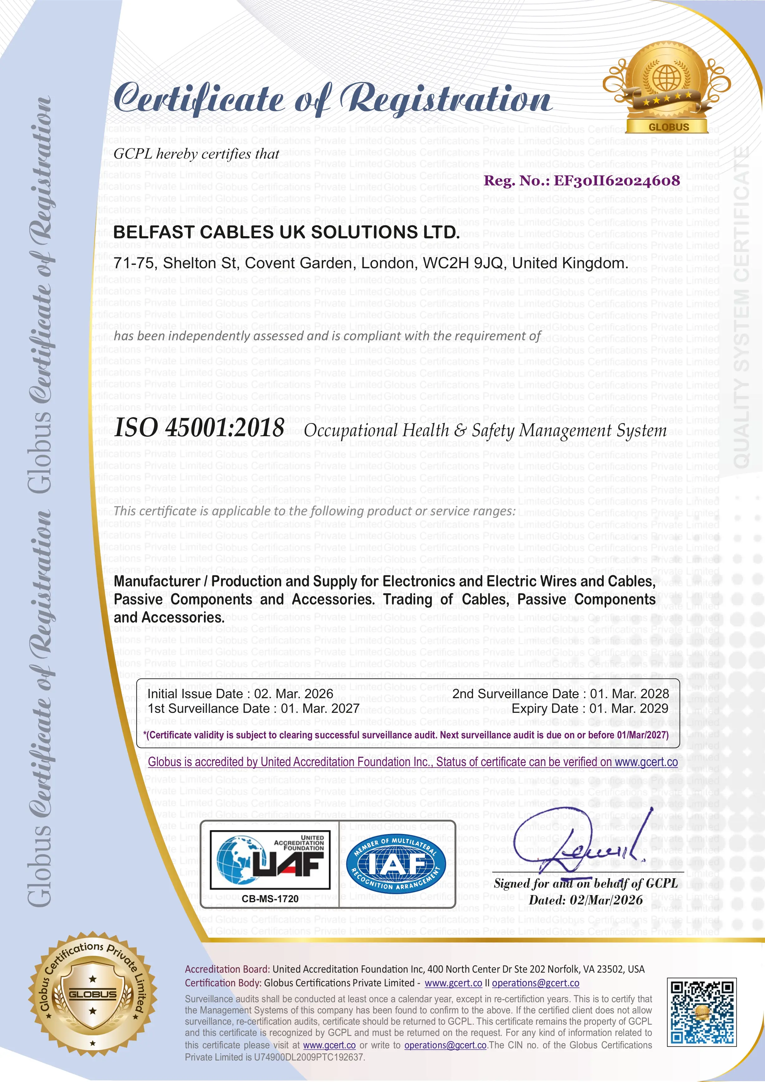 ISO 45001:2018 Occupational Health & Safety Management System